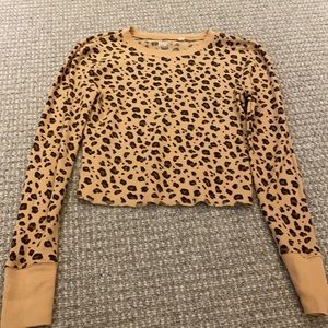 PACSUN, cheetah print long sleeve, waffle texture